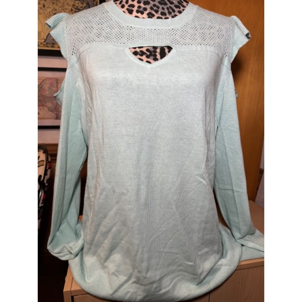 Lane Bryant Cold Shoulder Light Green Sweater